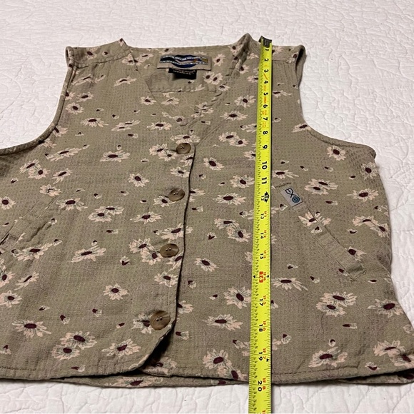 Vtg Exofficio Adventure Wear Womens Olive Green Floral Vest Sz 4. W / Pockets - Picture 8 of 10